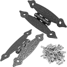 Waziaqoc 10pcs Antique Black Steel H Cabinet Hinges, 3.5' x 10 Pieces, 