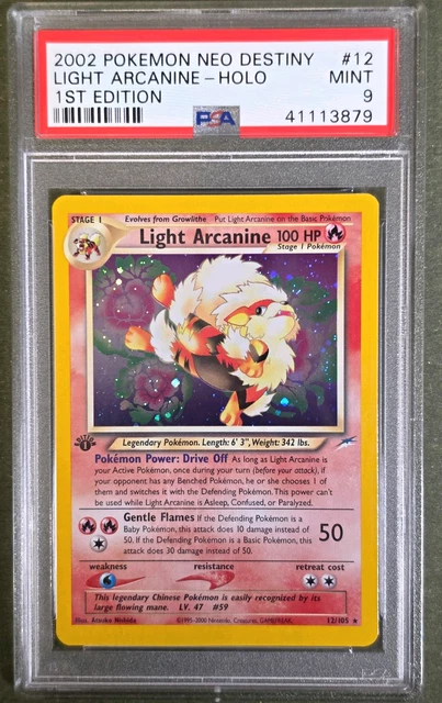 2002 POKEMON NEO DESTINY 1ST EDITION #12 LIGHT ARCANINE-HOLO PSA 9