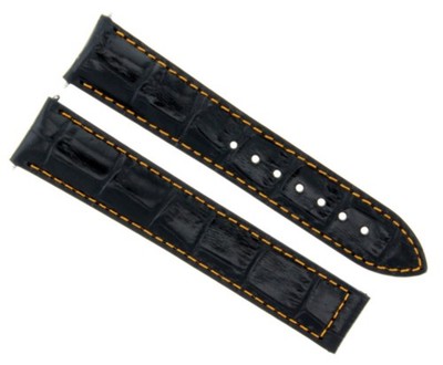 20MM LEATHER BAND STRAP DEPLOYMENT FOR OMEGA SPEEDMASTER MOON WATCH BLACK ORANGE