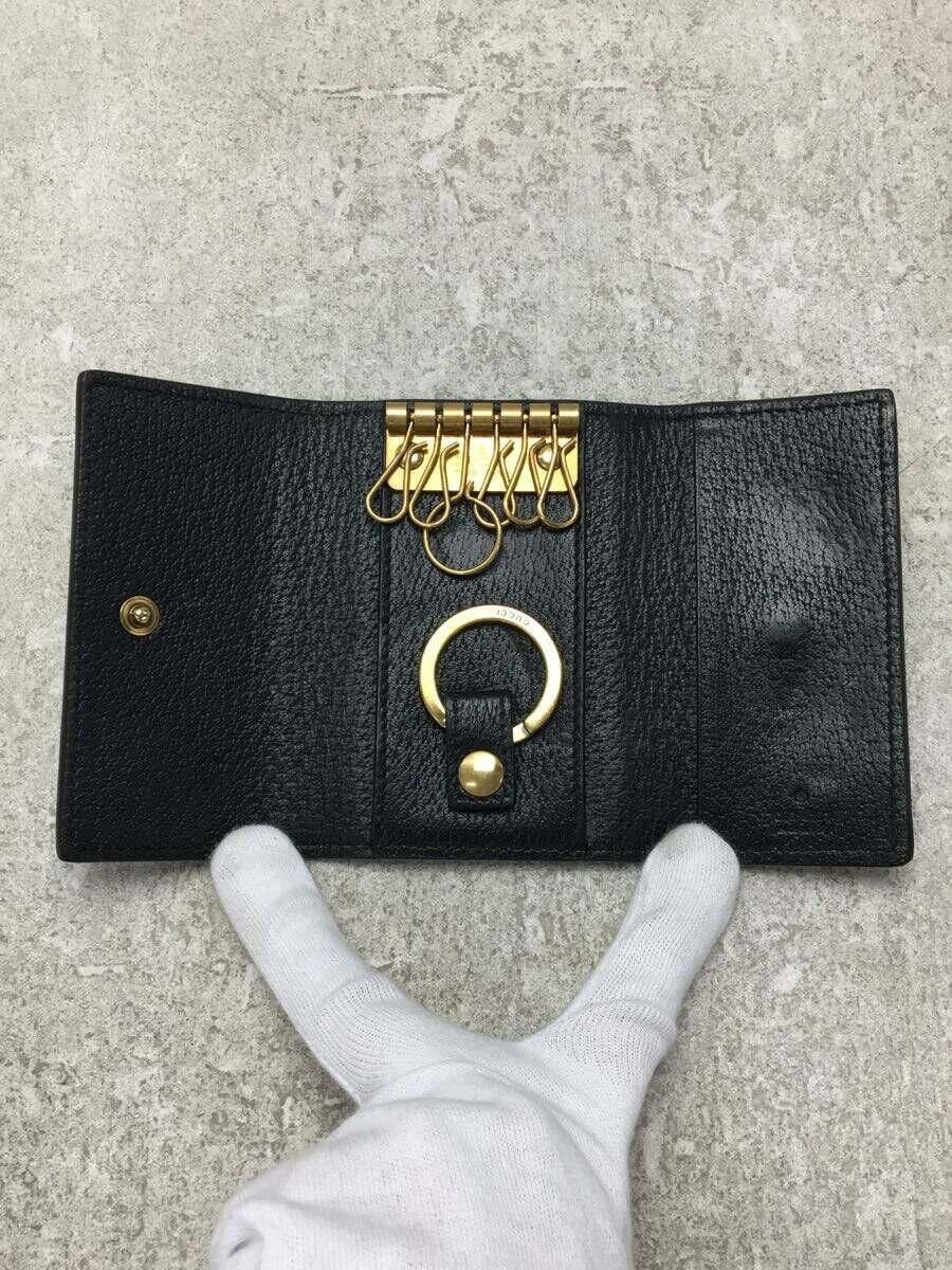 GUCCI key case GG Marmont 6 row textured leather Black