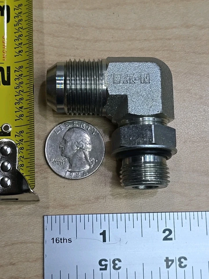 35 Hydrolic 5/8" x 1/2" Male JIC 37° x Male ORB Steel Elbow 3000psi Fastenal 90° - Image 3 of 4