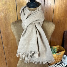 Made in Japan 100 Acrylic Tan Fringe Scarf Shawl Warm Winter