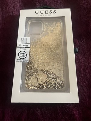 For iPhone XR Guess Los Angeles GOLD Glitter Clear Mobile Phone Case Cover NEW