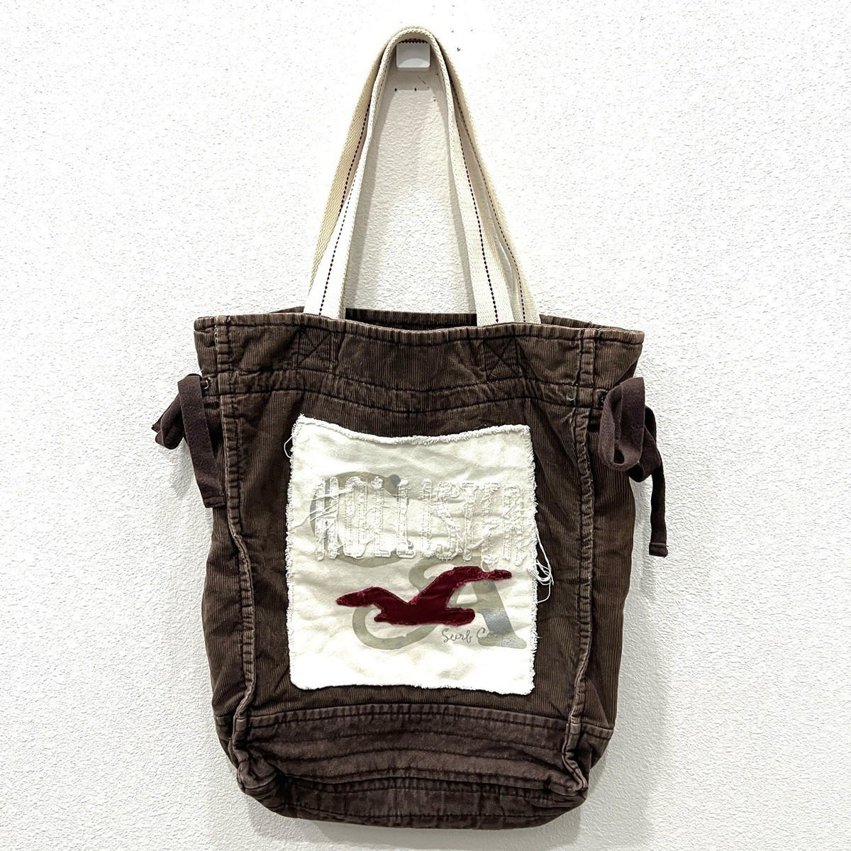 バッグ Choco Vintage Y2K Hollister Surf Co Corduroy Tote Bag Brown Seagull Logo