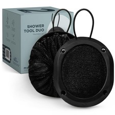 MainBasics Shower Tool Duo 2-1 Loofah 2 Count Pack of 1 , Black