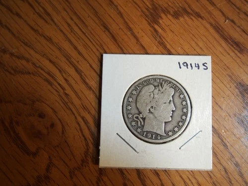 `1914 S Barber Half, good + condition, 90 % silver