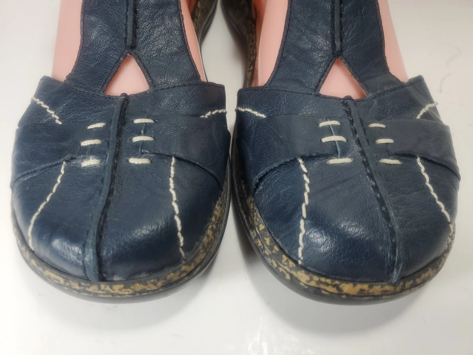 Sandalias Rieker planas de cuero azul Mary Jane mocasín zapatos con tiras talla 38 EE. UU. talla 7 Foto 3 de 4