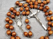 Beautiful Rosary Wood Beads Religious Christian Gift C15