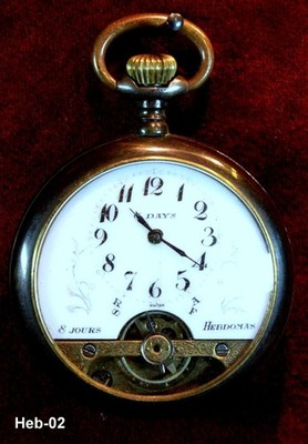 rare Taschenuhr-Hebdomas-schwarzes Gehäuse - läuft  -  #2195