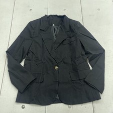 Blazer Womens Large Black One Button Notch Lapel Lined Jacket Work Office