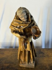 Vintage Folk Art Figurine Paper Mache Old Woman
