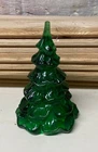 Fenton Art Glass Emerald Green Christmas Tree With Label 6 1/2" Tall Holiday