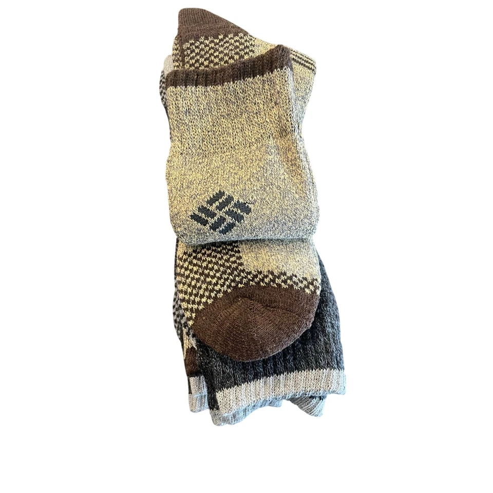 Meias Columbia Crew novas com etiquetas - Pacote com 4 - Marrom/preto, masculinas 7-10, femininas 10+ - Imagem 3 de 4