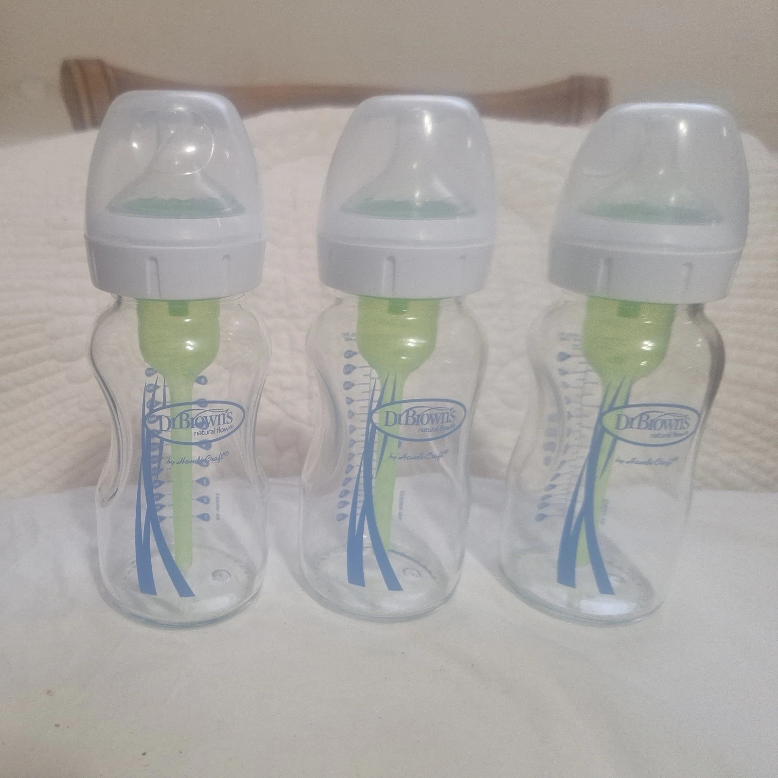 Dr. Brown's Options+ Wide-Neck Glass Baby Bottles, 9 Ounce, 3 Count