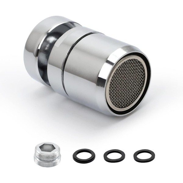 Strahlregler M22 360 Drehbar Wasserhahn Aufsatz Silber Edelstahl KüChe Bad-image
