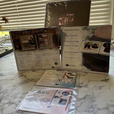 Creative Memories 7x7 Tan Mocha Album Coverset with Foil Pink Hearts with Extras