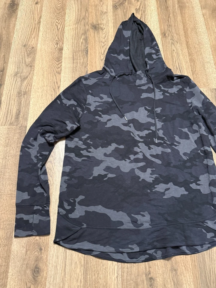 Athletic Works Hoodie, Womens Medium Black Grey Camouflage Long Sleeve Hooded - Image 3 of 4