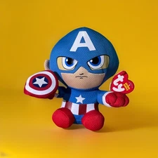 TY BEANIE BABIES Captain America Marvel Avengers Superhero 6" (Standard)