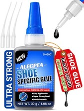 ALECPEA Black Shoe Glue for Sole Repair, Thick Adhesive, 30g with 3 Tips