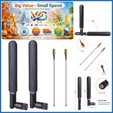 2 Pack 8dBi Dual Band WiFi Omni Antennas with RP-SMA U.FL to RP-SMA Cables