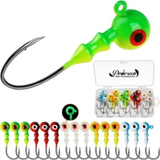 Dovesun 1/2oz Walleye Jig Heads Saltwater Freshwater Fishing Jigs for Bass 15PCS