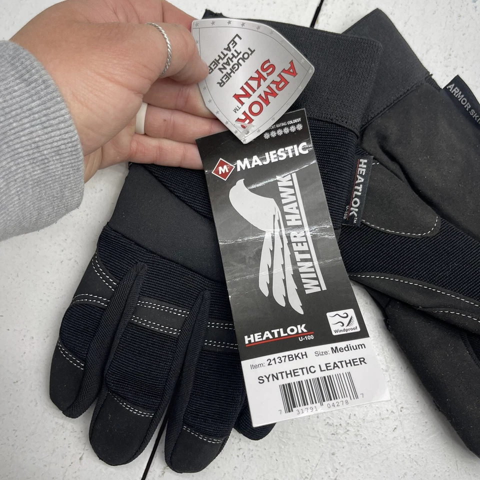 Guantes mecánicos Majestic Hawk negros Heatlok invierno forrados de lana negros para hombre M Foto 2 de 4