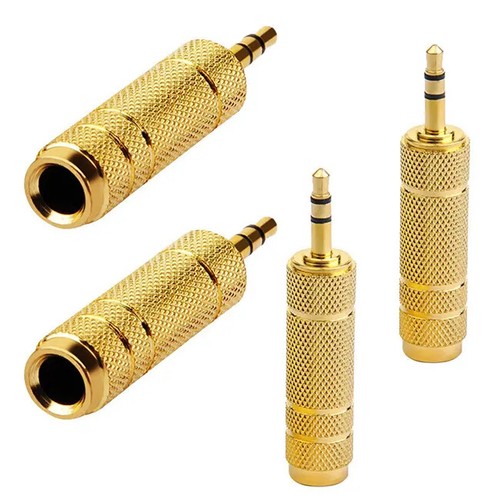 2x Enchufe convertidor adaptador de auriculares grande a pequeño conector de audio dorado de 3,5 mm a 6,35 mm - Imagen 6 de 7
