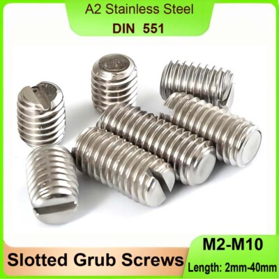 #ad Slotted Grub Screws A2 Stainless Steel Setscrew DIN 551 M2 M2.5 M3 M4 M5 M6 M10 $134.98