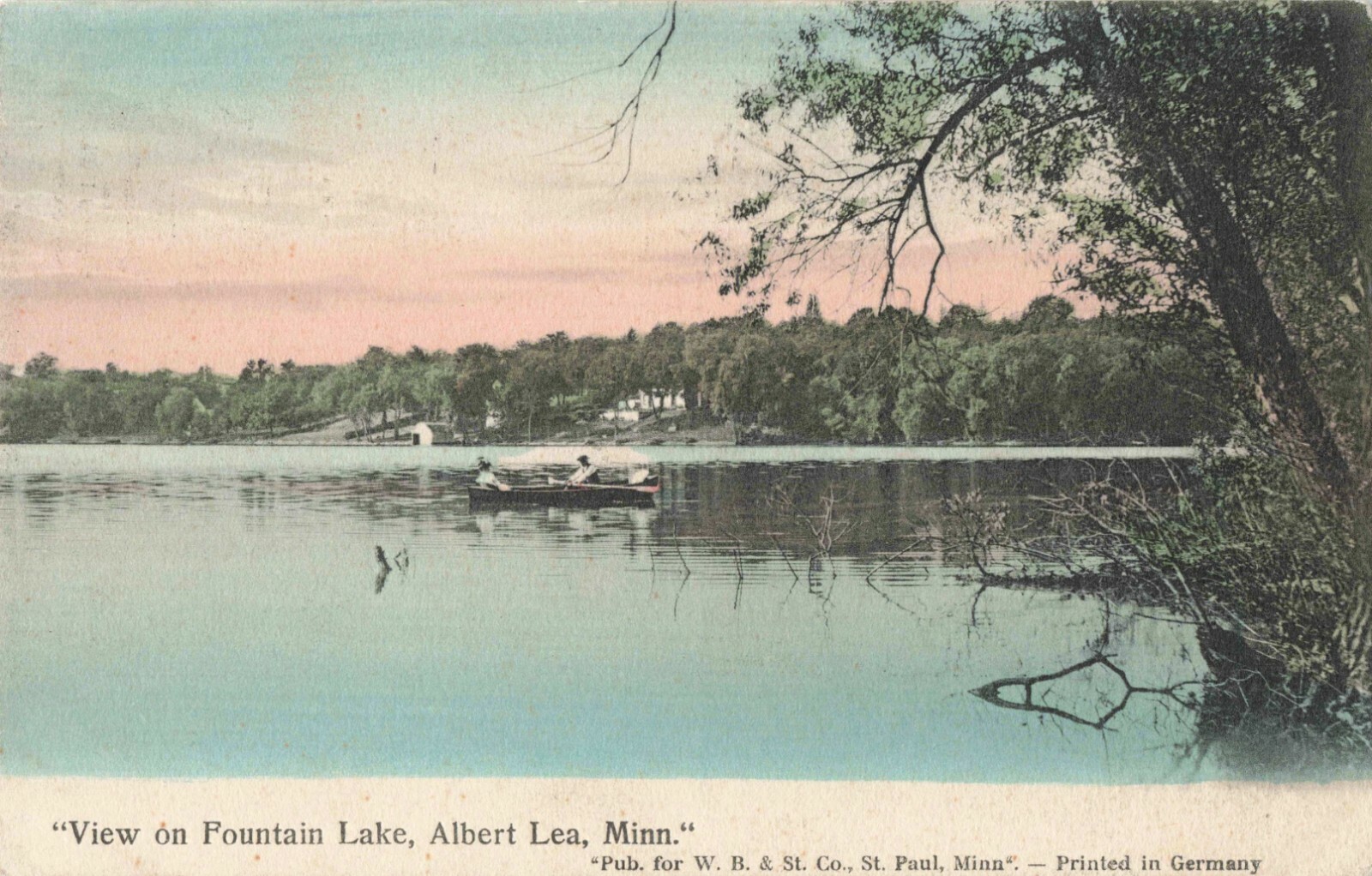 Postcard Fountain Lake Albert Lea Minnesota eBay