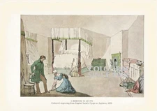 A BEDROOM AT AN INN  ART ILLUSTRATION PRINT