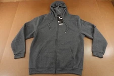 J.Come Mens Size 2XL Charcoal Fleece Pocketed Full Zip Hooded Sweatshirt NWT