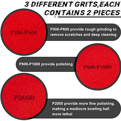 6 Pieces Bowling Sanding Pad Bowling Ball Resurfacing Polishing Cleaning Kit - Picture 6 of 7