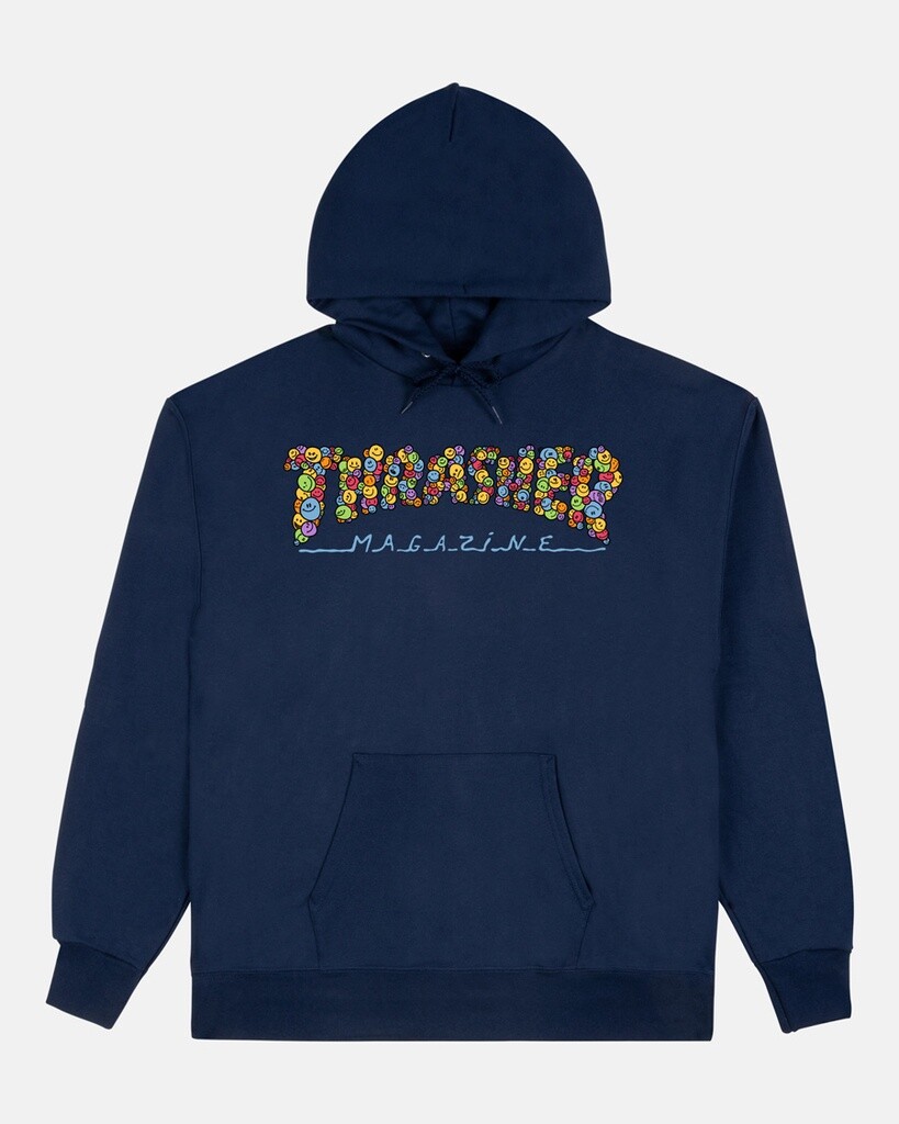 Thrasher Magazine x Spanky Long Smile Navy Blue Hoodie Hooded