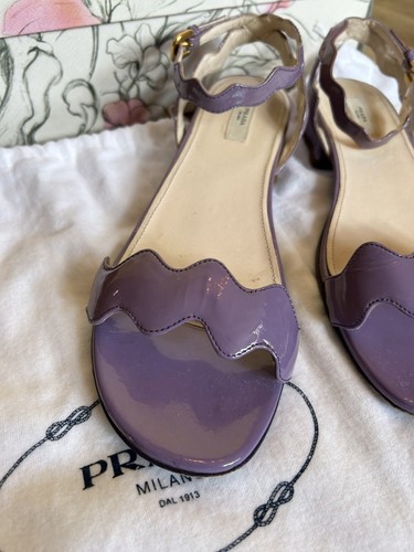PRADA Vintage Purple Patent Leather Heeled Sandal Vernice Iris 36.5 6.5 US - Picture 3 of 13