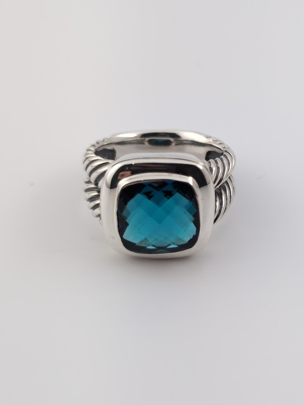David Yurman Albion Ring with Hampton Blue Topaz 11mm size 7.75
