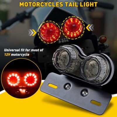 Motorcycle LED Twin Dual Tail Turn Signal Brake License Plate Integrated Light E - Foto 5