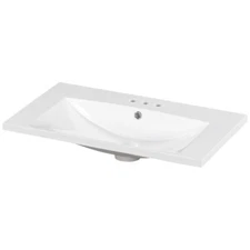 30" Single Bathroom Basin Sink, Vanity Top Only, 3-Faucet Holes, Resin