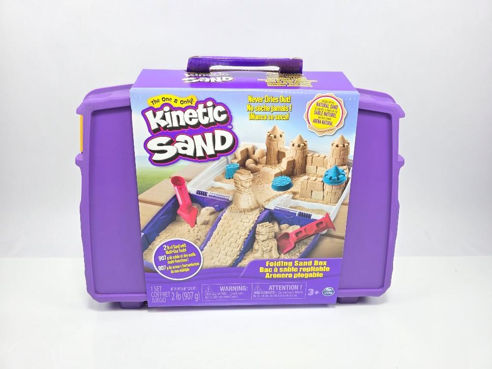 Kinetic Sand, Folding Sand Box with 2lbs Play Sand Molds Tools, Sensory  Toys
