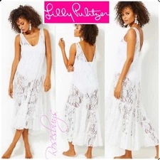 NWT $158 Lilly Pulitzer Finnley Lace Coverup  XS  in Paradise Found Lace White