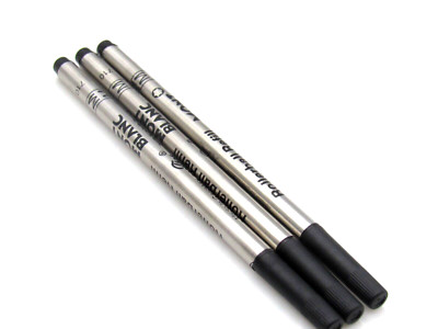 MONT BLANC ROLLER BALL REFILL - BLACK - MEDIUM - GERMANY - SET OF 3
