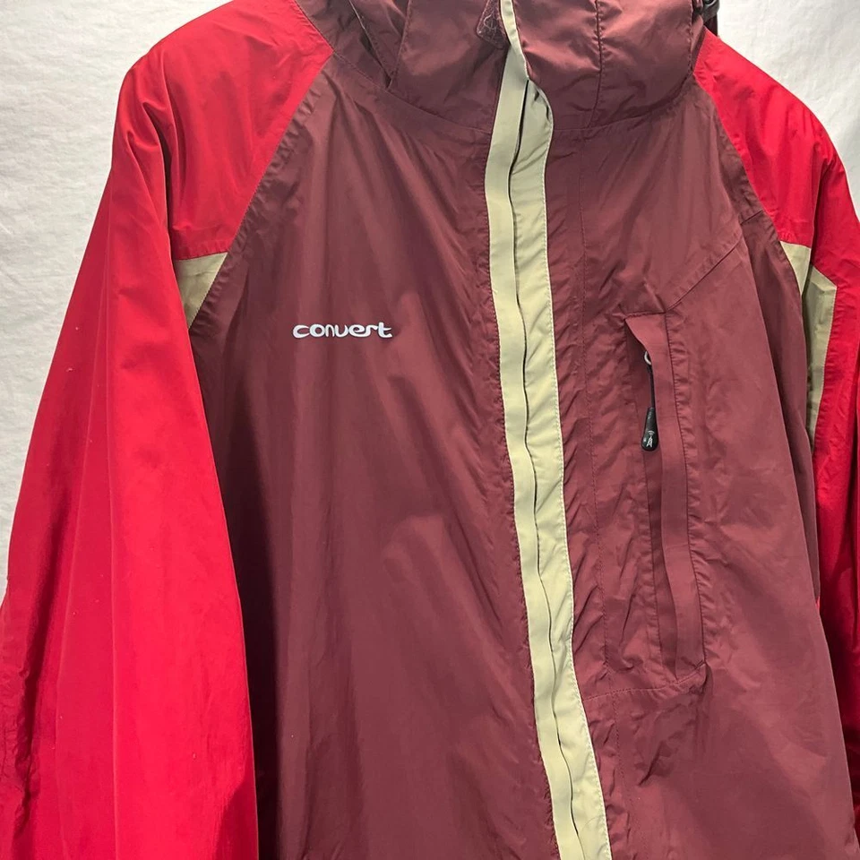 Convert Velocity Mens Waterproof Windbreaker Ski Snowboard Jacket Red Burgundy L - Image 2 of 4