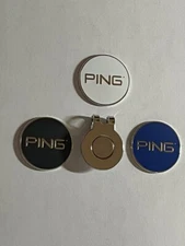 (3) Karsten PING 1" Coin Style Golf Markers W/ Bonus Hat Clip - Quality Made