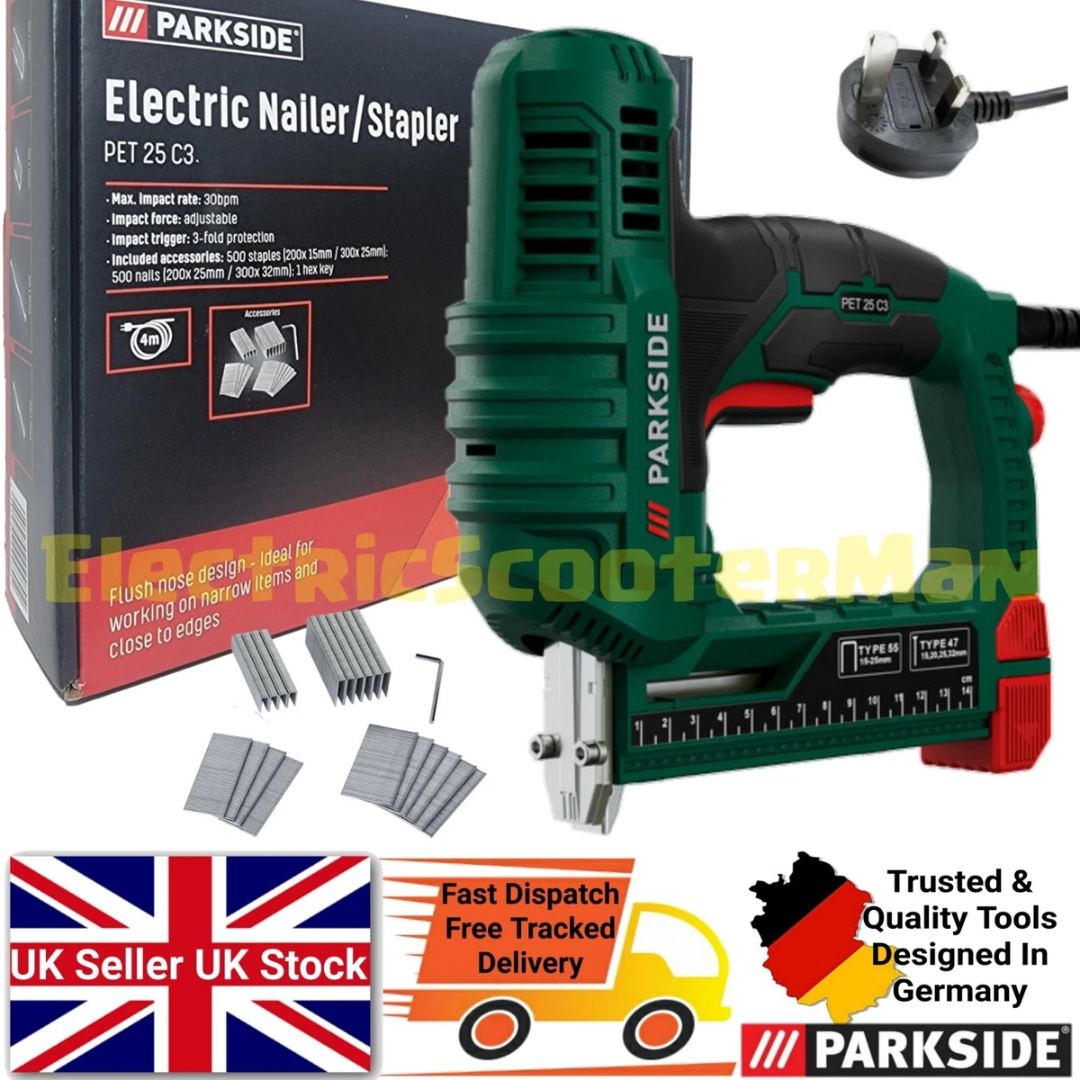 Parkside Electric Nailer Stapler PET 25 C3 DISASSEMBLE, 44 OFF