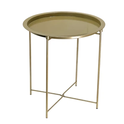 Metal Side Table Detachable Tray Top Round End Sofa Table Garden Terrace Balcony