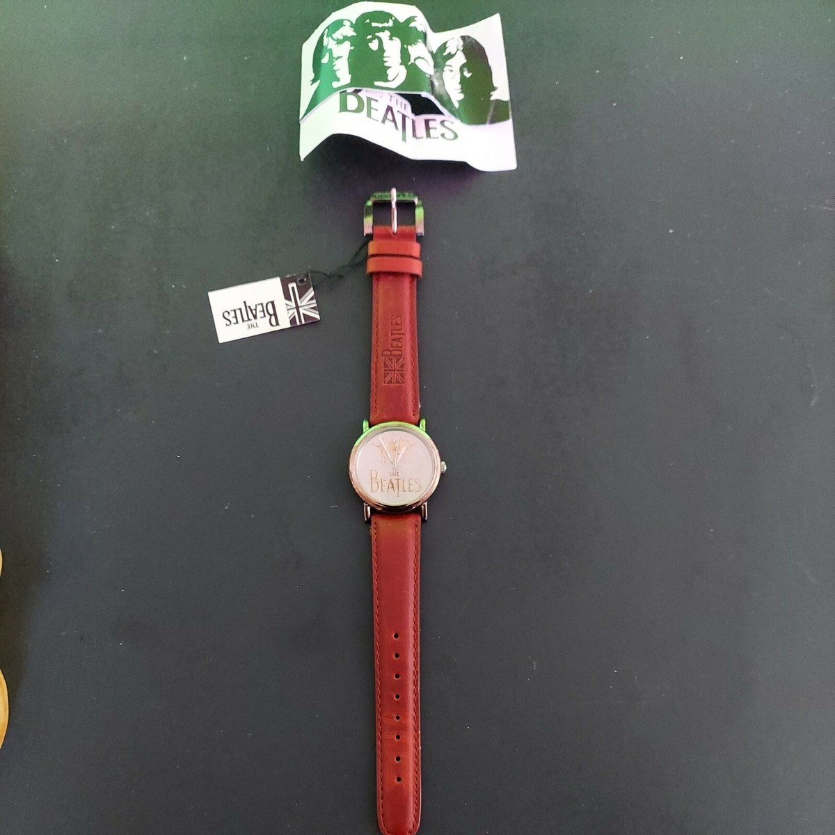 Vintage Beatles Apple Corps Wrist Watch in Wooden Guitar Case NEW