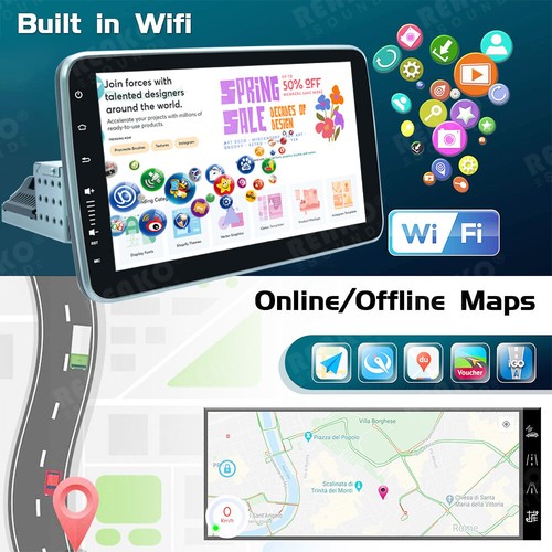 2+32G 1 Din Rotatable 9'' Andriod 13 Car Stereo Radio Carplay GPS Wifi BT FM SWC - Picture 6 of 18
