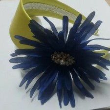 Ukrainian Yellow Headband and Blue Flower, Girls Hair Accessories, Vinok
