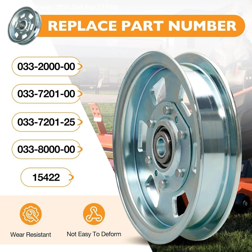 3x 033-2000-00 Flat Idler Pulley Fit Bad Boy ZT Series 48" 50" 54" 60" 033720125 - Image 2 of 4