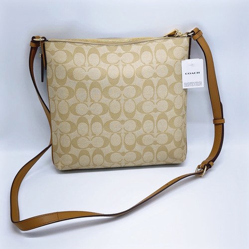 Coach Rowan File Bag In Signature Canvas Light Khaki Light Saddle C1554 Purse - Picture 2 of 8