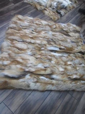New Golden Island Fox Fur Blanket Bedspread Rug 82" x 48" with LINING